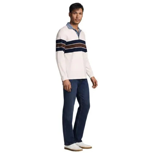 Men's Long Sleeve Stripe Rugby Shirt