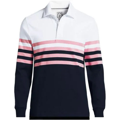Men's Long Sleeve Stripe Rugby Shirt