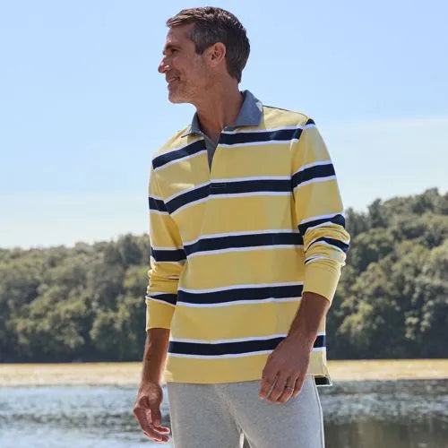 Men's Long Sleeve Stripe Rugby Shirt