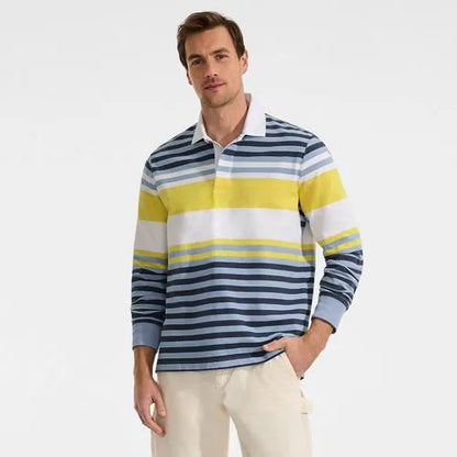 Men's Long Sleeve Stripe Rugby Shirt