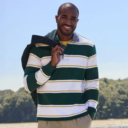Men's Long Sleeve Stripe Rugby Shirt