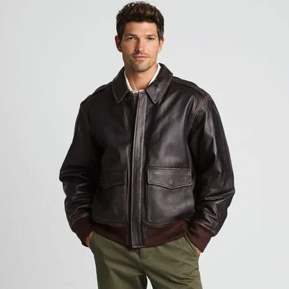 Willis and Geiger Leather Bomber Jacket