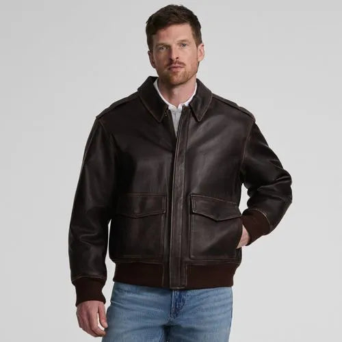Willis and Geiger Leather Bomber Jacket