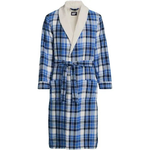 Men's Sherpa Fleece Lined Flannel Robe