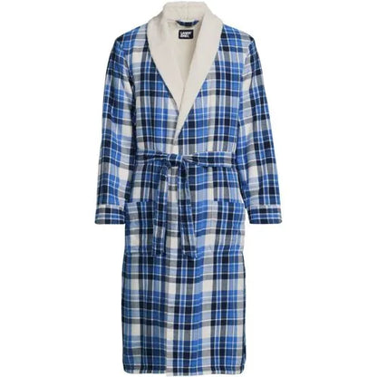 Men's Sherpa Fleece Lined Flannel Robe