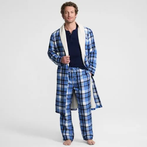 Men's Sherpa Fleece Lined Flannel Robe