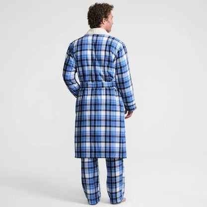 Men's Sherpa Fleece Lined Flannel Robe