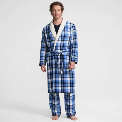 Men's Sherpa Fleece Lined Flannel Robe