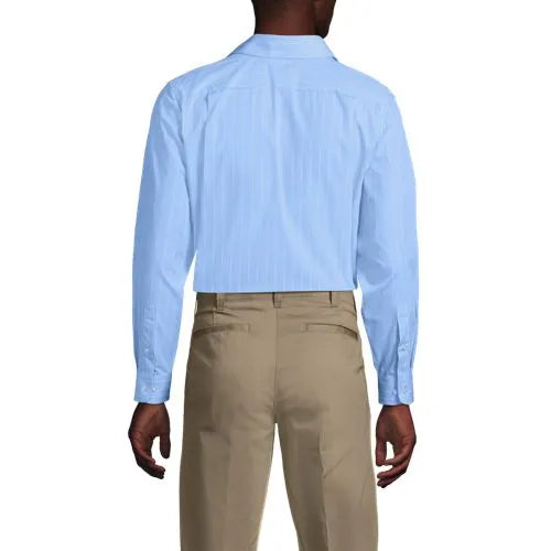 Men's Long Sleeve Straight Collar Patterned Broadcloth Shirt
