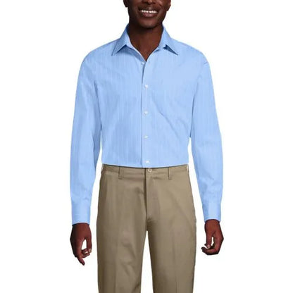 Men's Long Sleeve Straight Collar Patterned Broadcloth Shirt