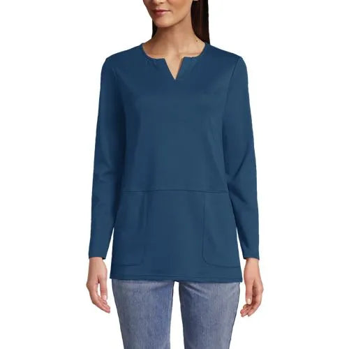 Women's Cotton Polyester Long Sleeve Tunic with Pockets