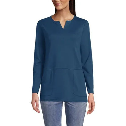 Women's Cotton Polyester Long Sleeve Tunic with Pockets