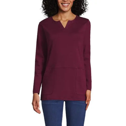 Women's Cotton Polyester Long Sleeve Tunic with Pockets