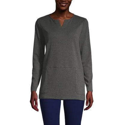 Women's Cotton Polyester Long Sleeve Tunic with Pockets