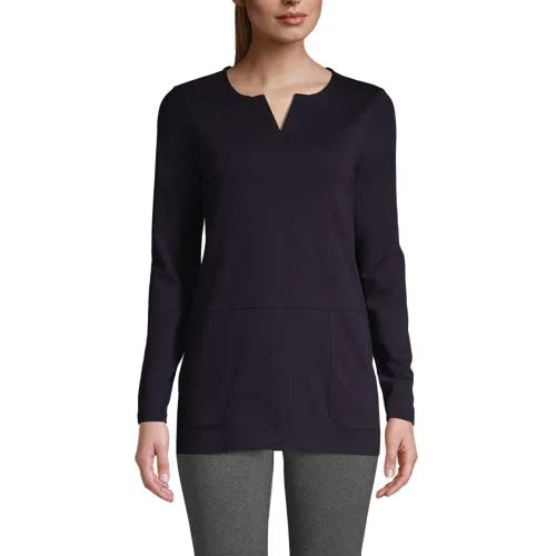 Women's Cotton Polyester Long Sleeve Tunic with Pockets