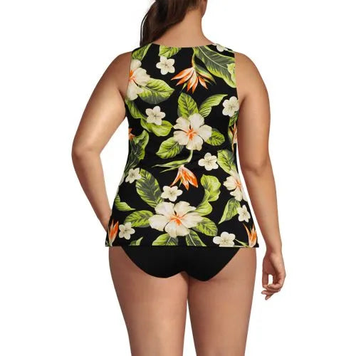 Women's Plus Size High Neck UPF 50 Sun Protection Modest Tankini Swimsuit Top