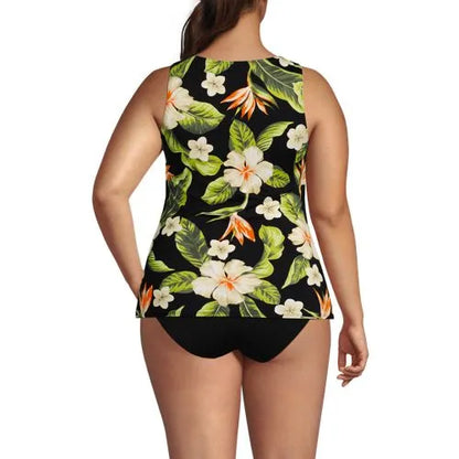 Women's Plus Size High Neck UPF 50 Sun Protection Modest Tankini Swimsuit Top