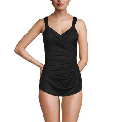 Women's Mastectomy SlenderSuit Tummy Control Chlorine Resistant Skirted One Piece Swimsuit