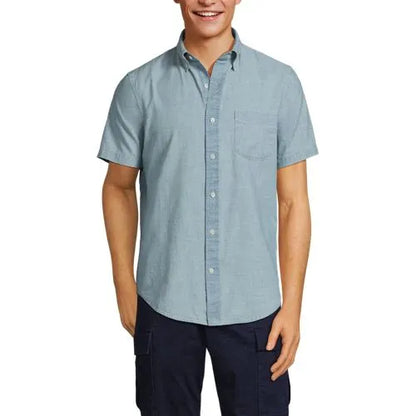 Men's Short Sleeve Button Down Chambray Shirt