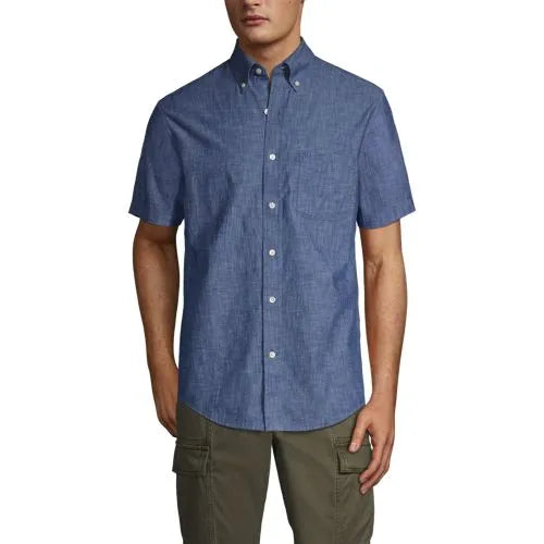 Men's Short Sleeve Button Down Chambray Shirt