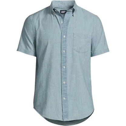 Men's Short Sleeve Button Down Chambray Shirt