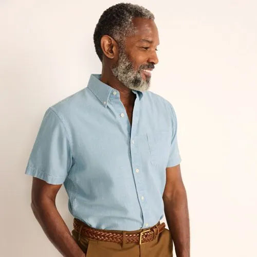 Men's Short Sleeve Button Down Chambray Shirt