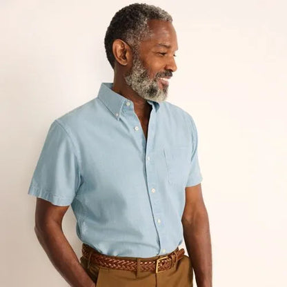 Men's Short Sleeve Button Down Chambray Shirt