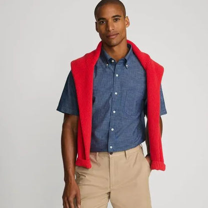 Men's Short Sleeve Button Down Chambray Shirt