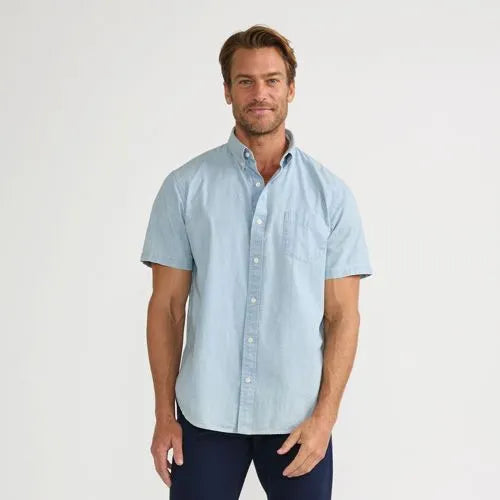 Men's Short Sleeve Button Down Chambray Shirt