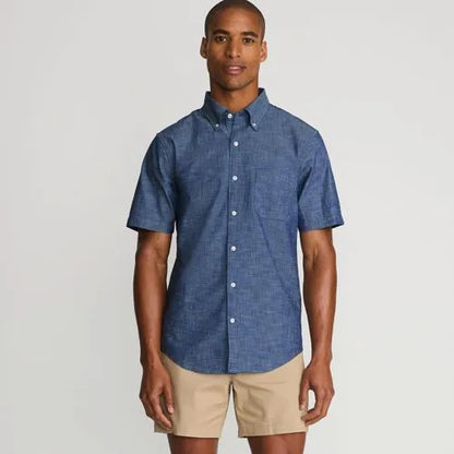 Men's Short Sleeve Button Down Chambray Shirt