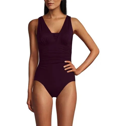 Women's Mastectomy SlenderSuit Grecian Tummy Control One Piece Swimsuit