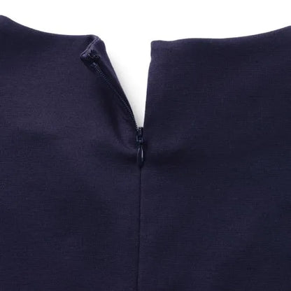 Women's Ponte 3/4 Sleeve Split Neck Shift Dress