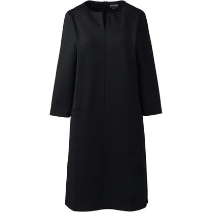 Women's Ponte 3/4 Sleeve Split Neck Shift Dress