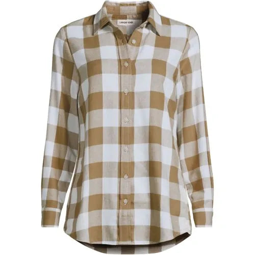 Plus Size Flannel Boyfriend Long Sleeve Shirt