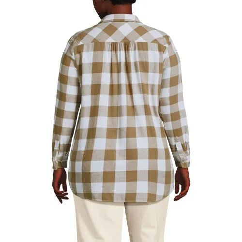 Plus Size Flannel Boyfriend Long Sleeve Shirt