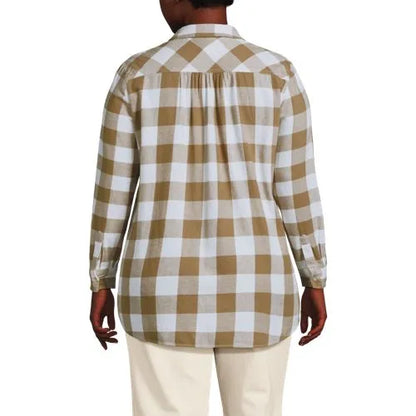 Plus Size Flannel Boyfriend Long Sleeve Shirt