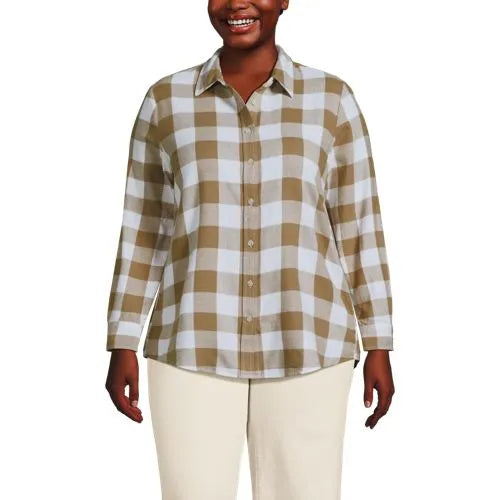 Plus Size Flannel Boyfriend Long Sleeve Shirt