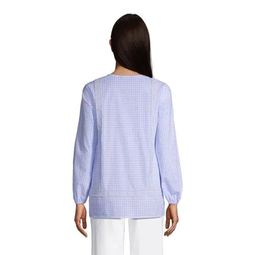 Women's Cotton Long Sleeve Split Neck Tunic Top