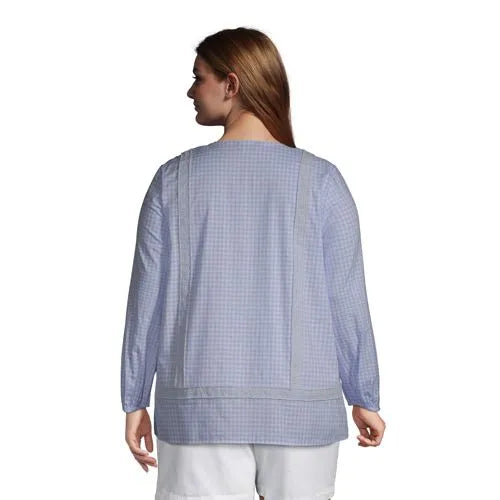 Women's Cotton Long Sleeve Split Neck Tunic Top