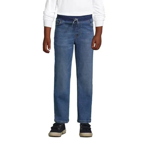 Boys Iron Knee Stretch Pull On Denim Jeans