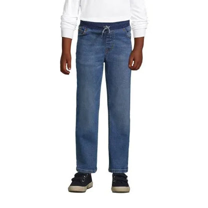 Boys Iron Knee Stretch Pull On Denim Jeans