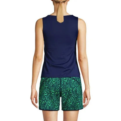 Women's Mastectomy High Neck UPF 50 Sun Protection Modest Tankini Swimsuit Top