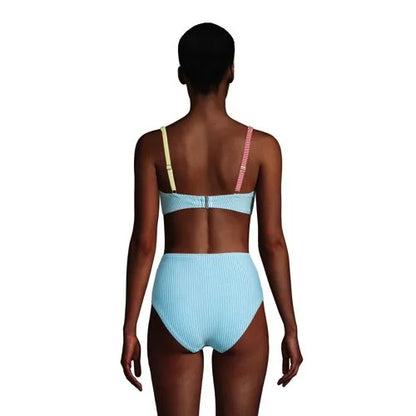 Women's DD-Cup Chlorine Resistant Twist Underwire Bikini Swimsuit Top Adjustable Straps Seersucker