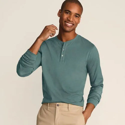 Men's Long Sleeve Cotton Supima Henley