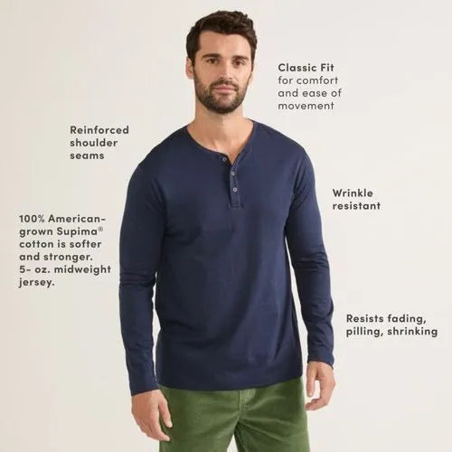 Men's Long Sleeve Cotton Supima Henley