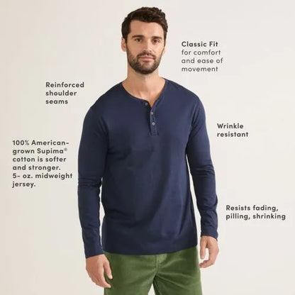 Men's Long Sleeve Cotton Supima Henley