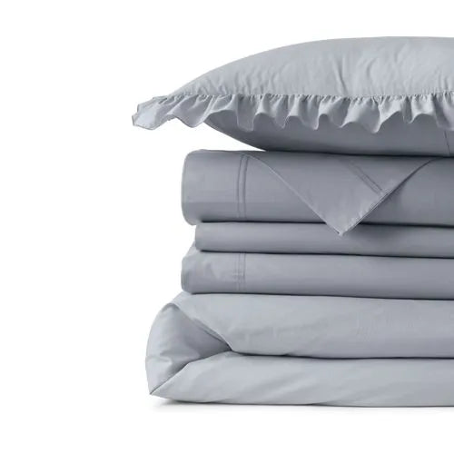 200 Thread Count Cotton Crisp and Cool Percale Ruffle Duvet Bed Cover