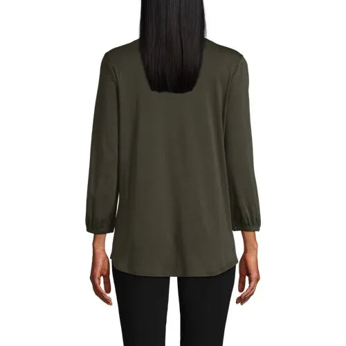 Women's Supima Micro Modal 3/4 Sleeve Split Neck Tunic