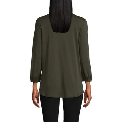 Women's Supima Micro Modal 3/4 Sleeve Split Neck Tunic