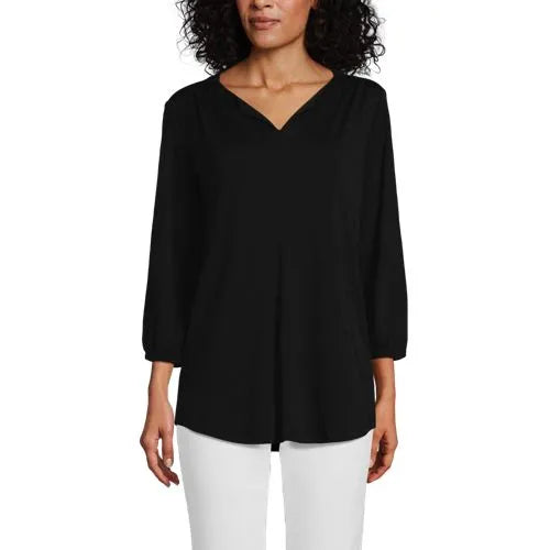 Women's Supima Micro Modal 3/4 Sleeve Split Neck Tunic